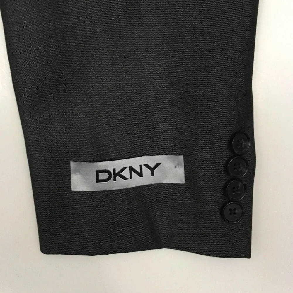Dkny 40L mens suit solid charcoal skinny fit 100% wool 2 piece nwt new ea0094